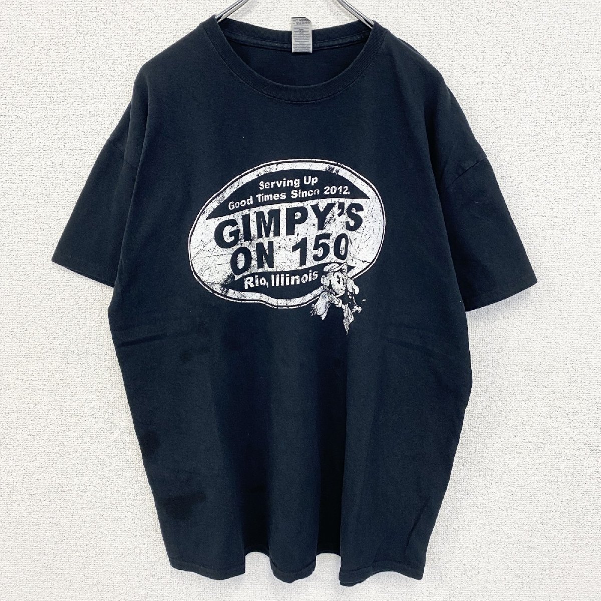 古着 used GILDAN ギルダン 半袖プリントTシャツ GIMPY’S ON 150 黒 ビックシルエット XLサイズ拍卖