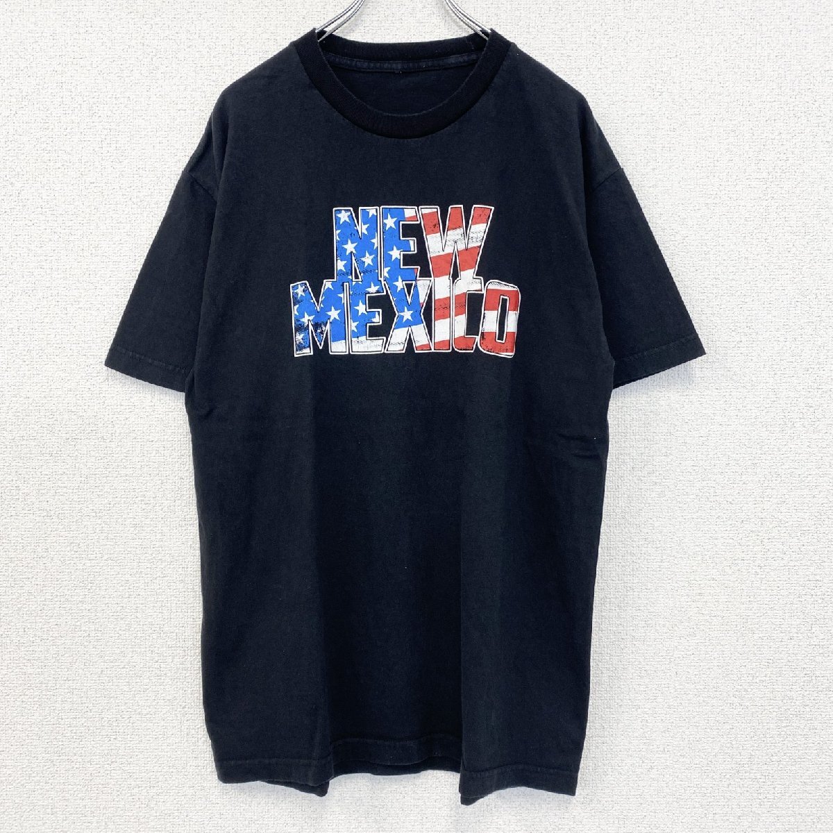 古着 used ノーブランド 半袖プリントTシャツ アメリカ NEW MEXICO カジュアル クルーネック 黒 レトロ Lサイズ拍卖