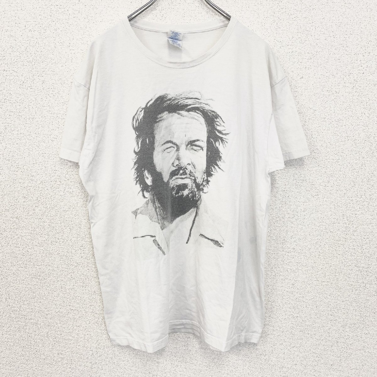 古着 used JHK 半袖ビッグプリントTシャツ カジュアルデザイン シティーボーイ クルーネック 白色 レトロ感 Lサイズ拍卖