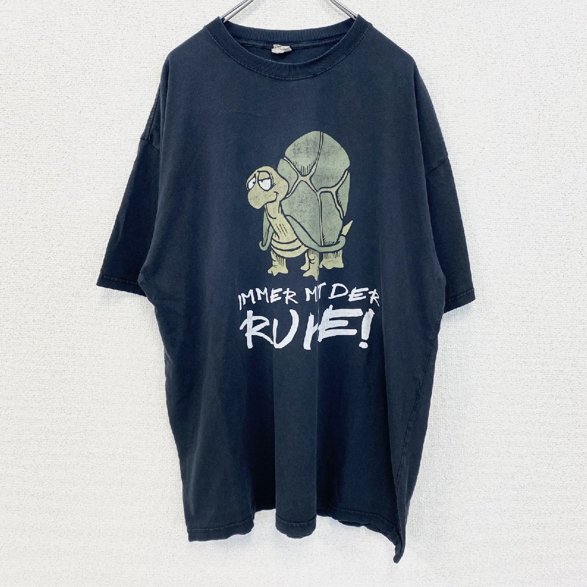 古着 used anvil アンビル 半袖プリントTシャツ ビッグT 亀 カジュアル クルーネック 黒色 レトロ XLサイズ拍卖
