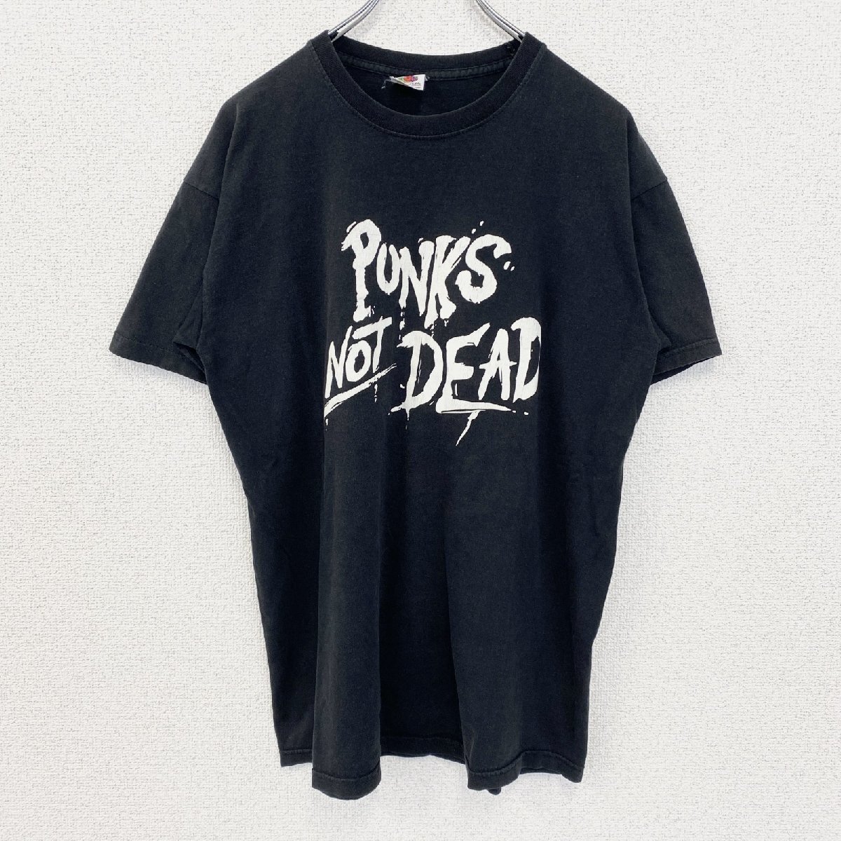 古着 used FRUIT OF THE LOOM 半袖プリントTシャツ カジュアル クルーネック 黒色 レトロ Mサイズ拍卖