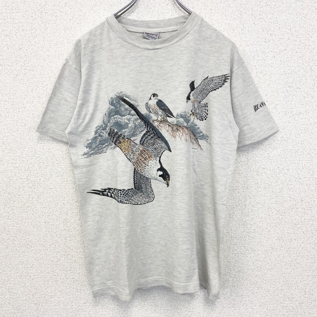 古着 used Harlequin 半袖プリントTシャツ 燕 ツバメ ヴィンテージ 80s イタリア製 クルーネック 白 Lサイズ拍卖