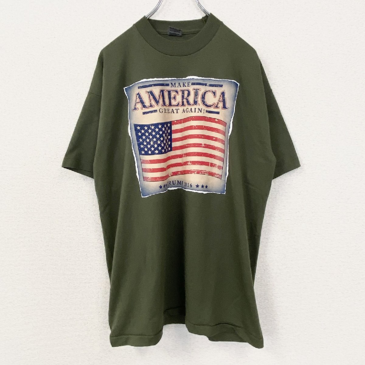 古着 used FURUIT OF THE LOOM 半袖プリントTシャツ シングルステッチ 90s US製 緑 XLサイズ拍卖