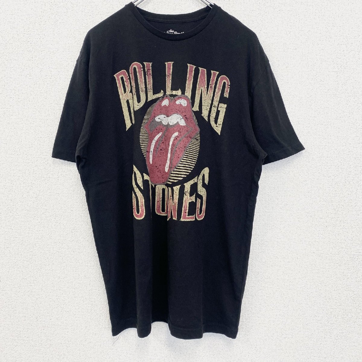 古着 used 半袖バンドプリントTシャツ ローリングストーンズ 音楽 ロック ブラック クルーネック レトロデザイン Lサイズ拍卖