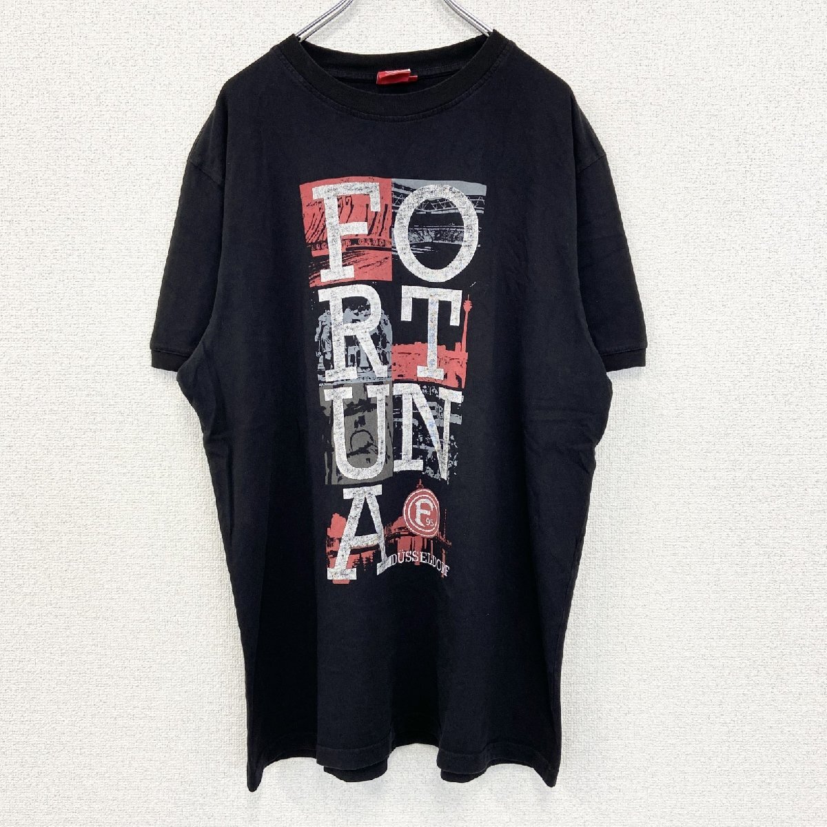古着 used F95 半袖プリントTシャツ ビッグT FORTUNA カジュアルデザイン クルーネック 黒 XXLサイズ拍卖