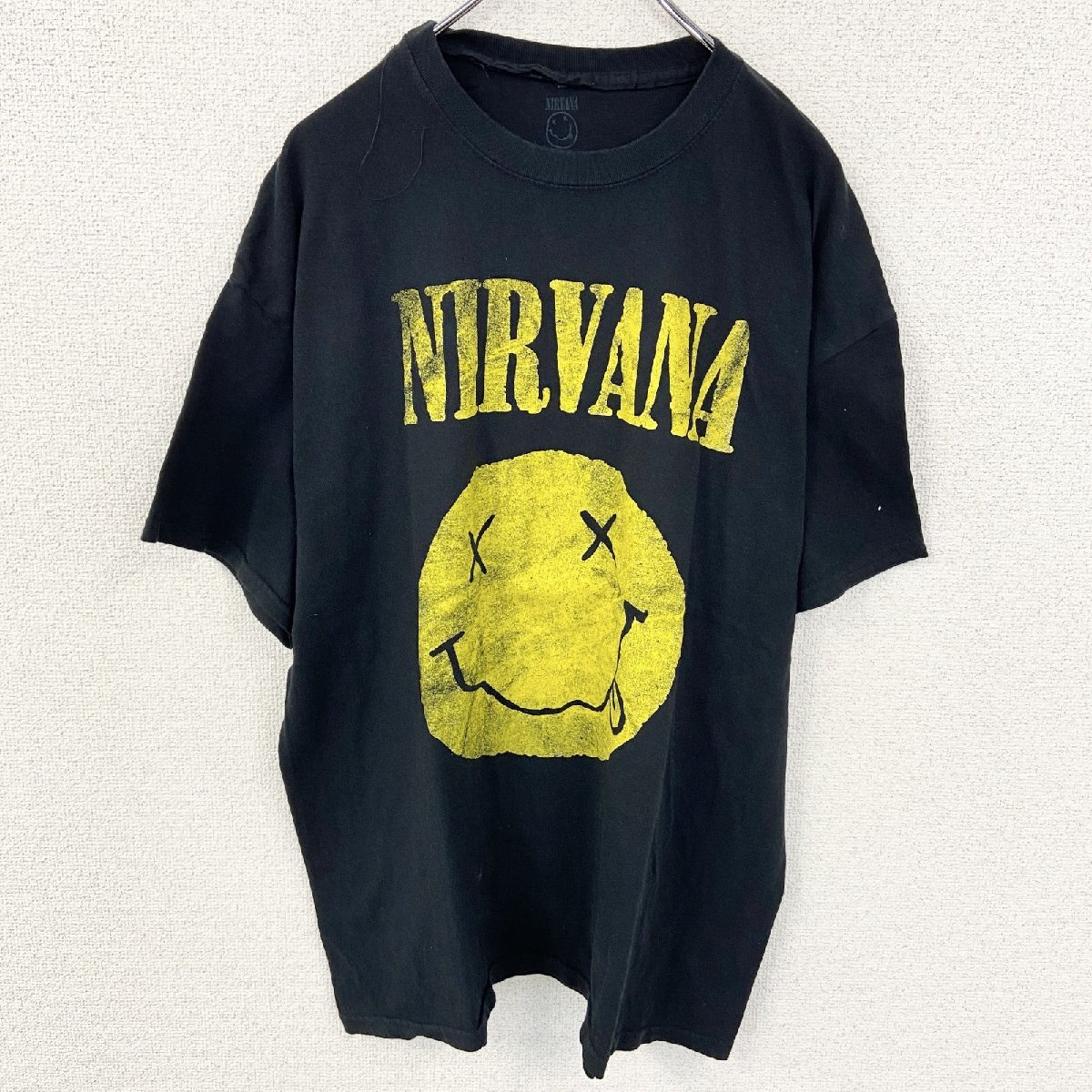 古着 used NIRVANA ニルヴァーナ 半袖プリントバンドTシャツ レトロ スマイルプリント クルーネック 黒 Mサイズ拍卖
