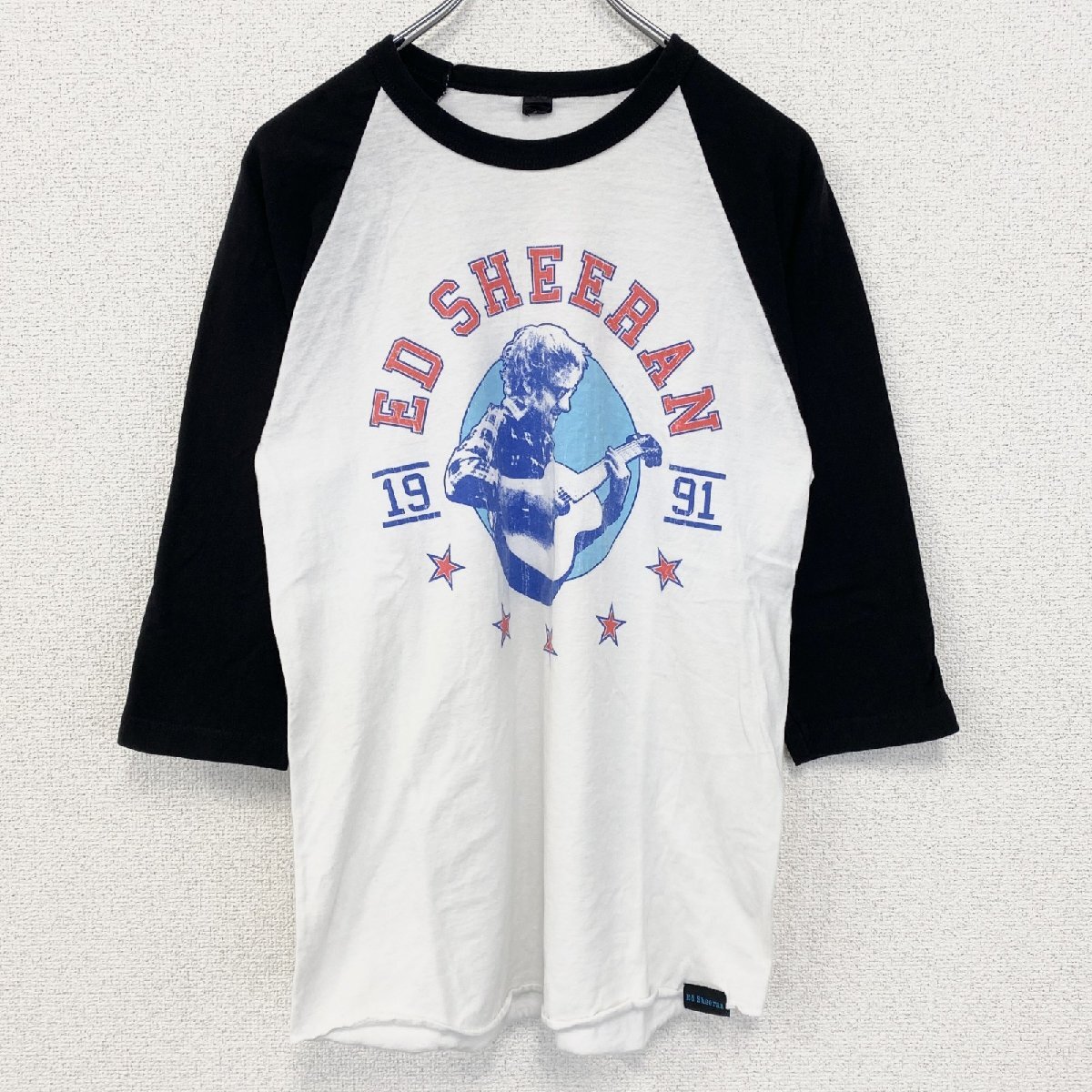 古着 used Ed Sheeran エドシーラン 七分袖プリントライブTシャツ レトロ クルーネック 白 ホワイト Sサイズ拍卖