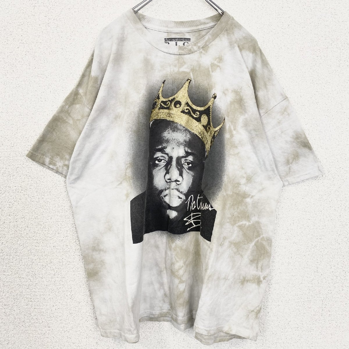 古着 used ノートリアスBIG 半袖タイダイ柄プリントTシャツ ラッパー 音楽 ミュージック 白 2XLサイズ拍卖