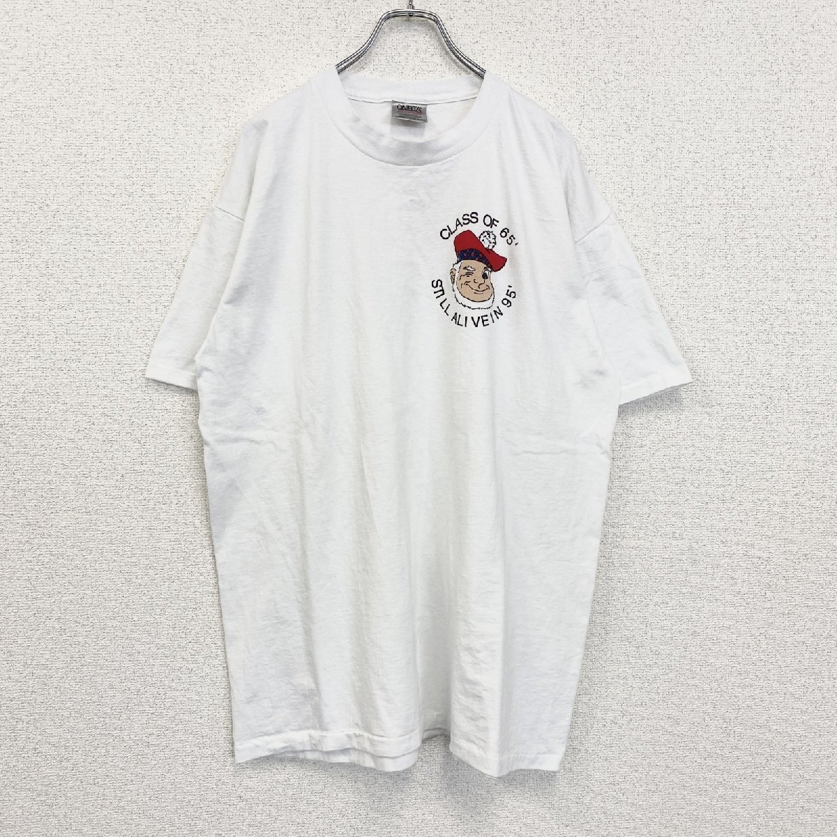 古着 used 90s ONEITA オニータ 半袖プリントTシャツ ヴィンテージ シングルステッチ 白 ホワイト XLサイズ拍卖