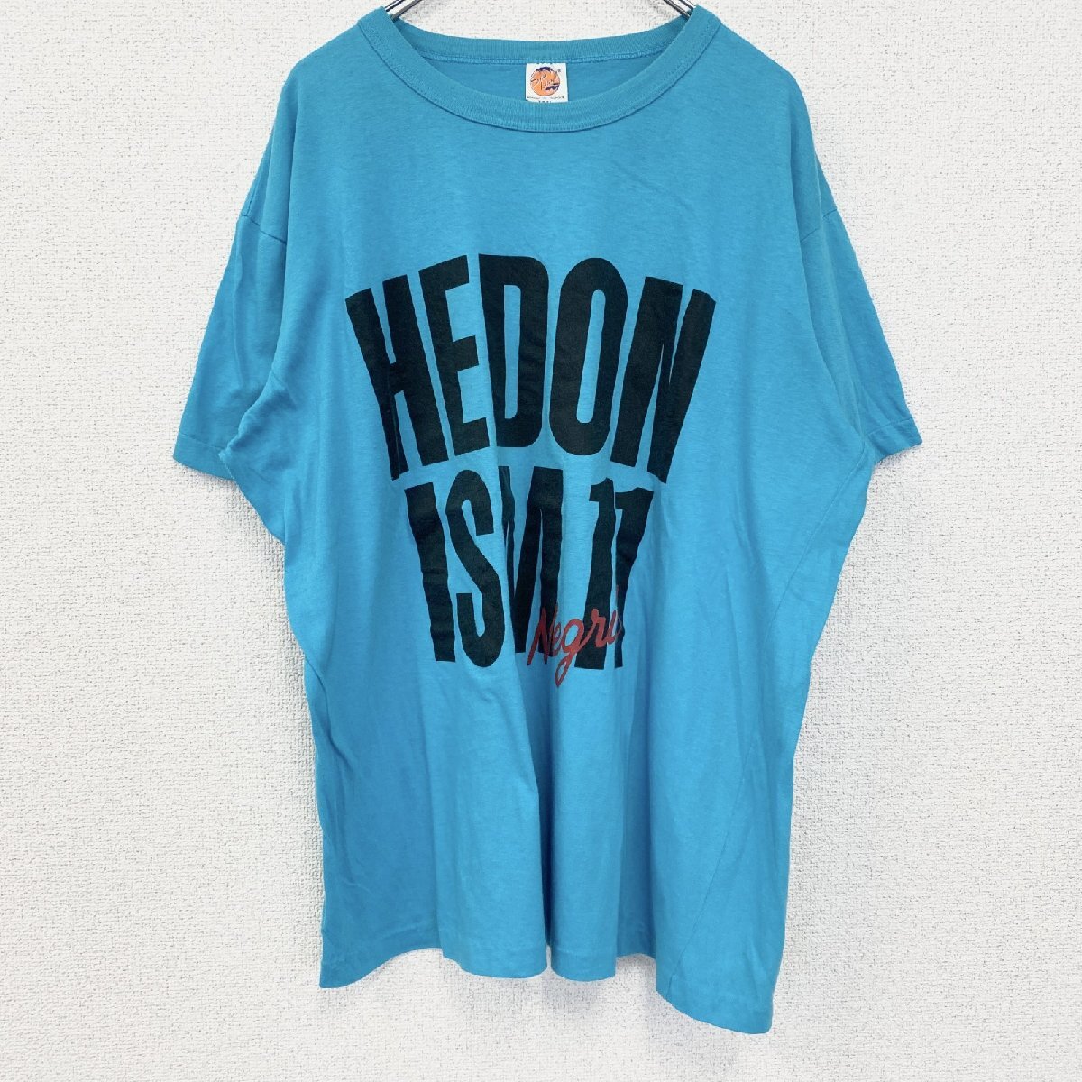 古着 used 半袖プリントTシャツ 90s シングルステッチ ヴィンテージ クルーネック レトロ 水色 ブルー XXXLサイズ拍卖