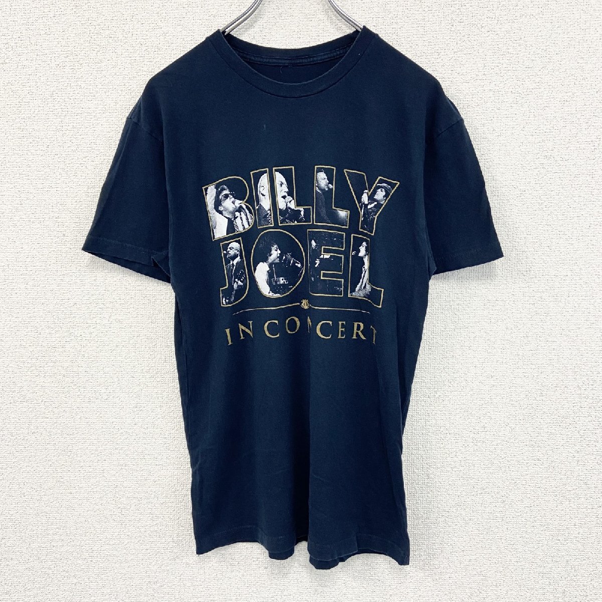 古着 used 半袖バンドプリントTシャツ ビリー ジョエル カジュアルデザイン ネイビー クルーネック レトロ Mサイズ拍卖