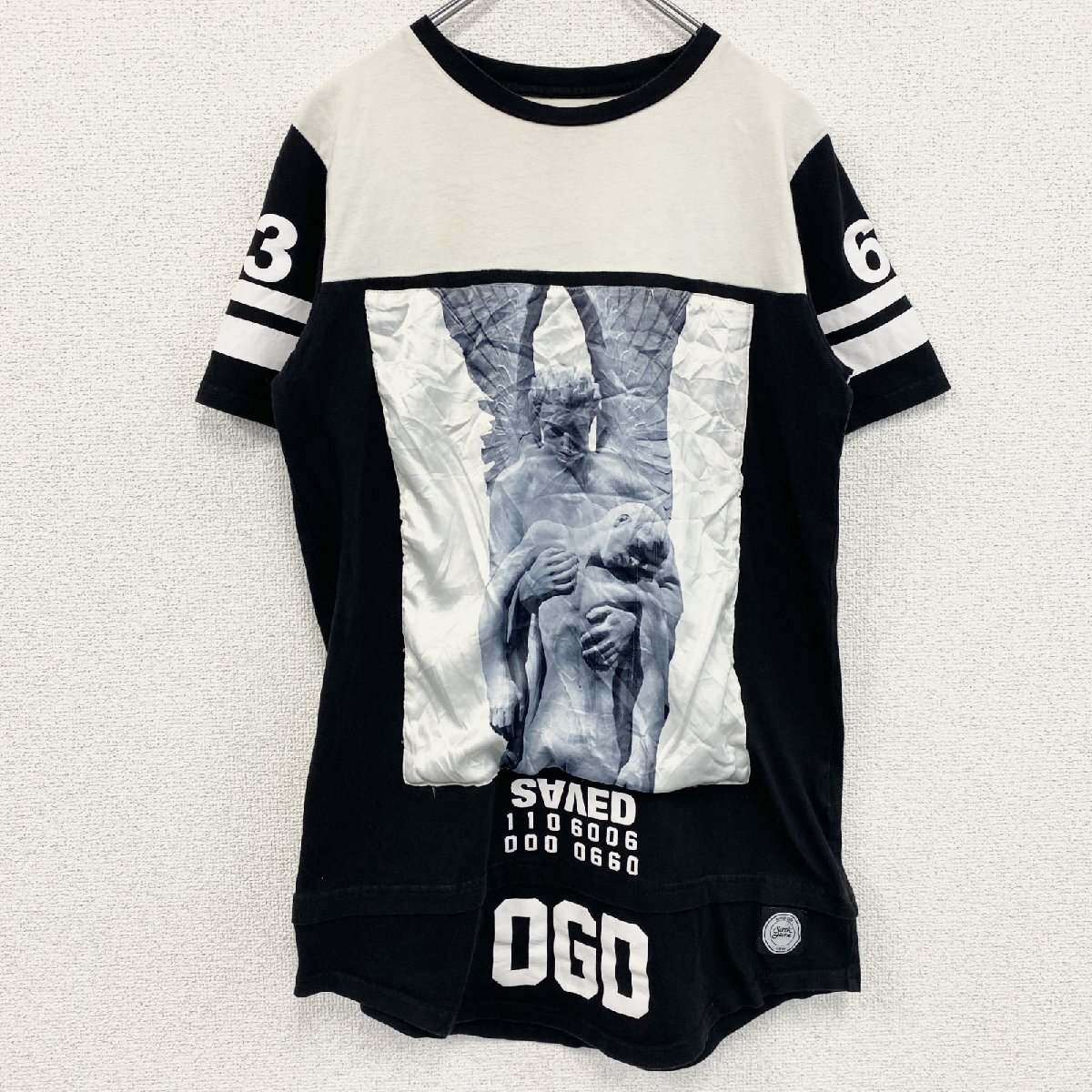 古着 used Sixth June 半袖プリントTシャツ バックプリント レトロデザイン クルーネック 黒 ブラック XSサイズ拍卖