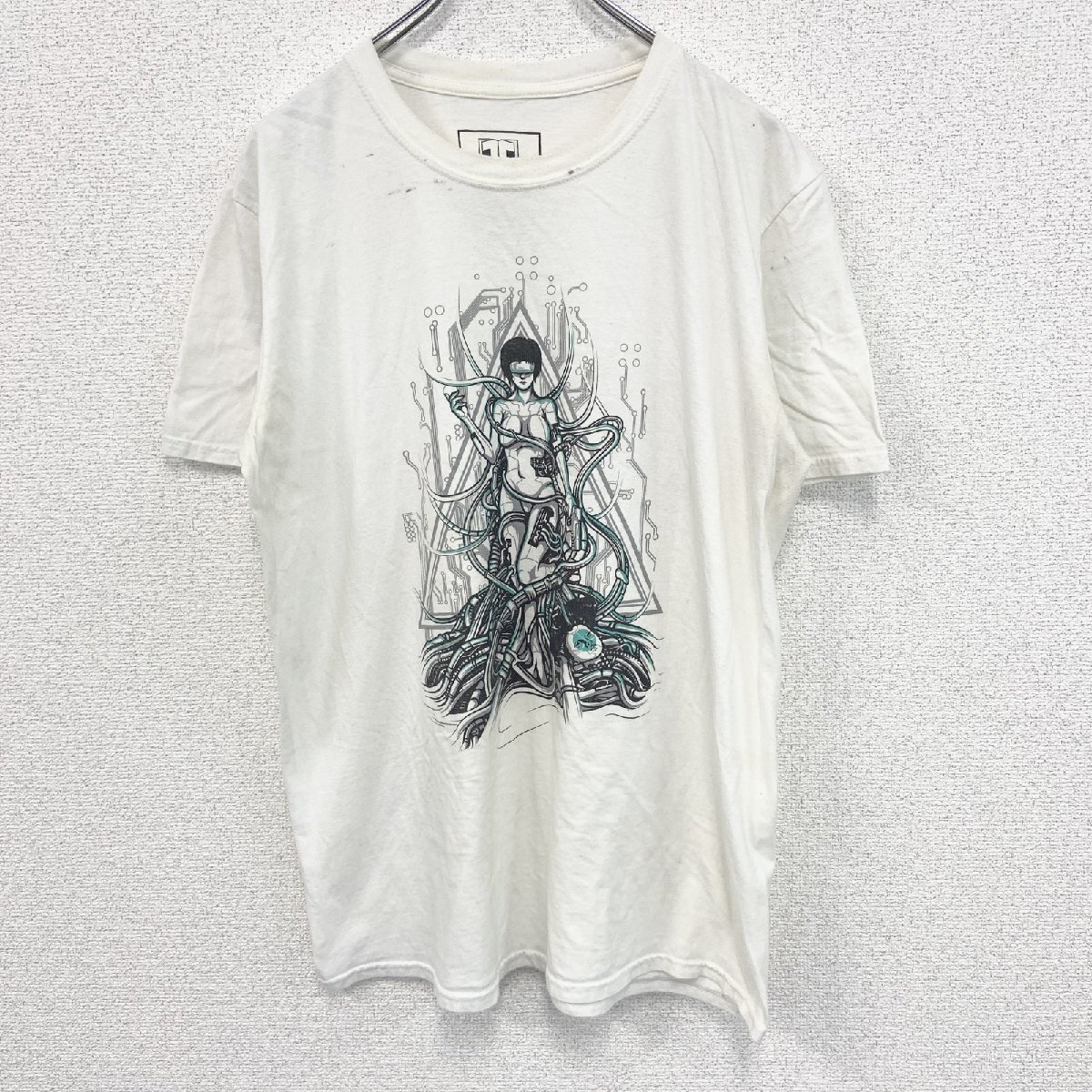 古着 used THREADS 半袖プリントTシャツ カジュアルデザイン 近未来 ロボット レトロ 白 クルーネック Lサイズ拍卖