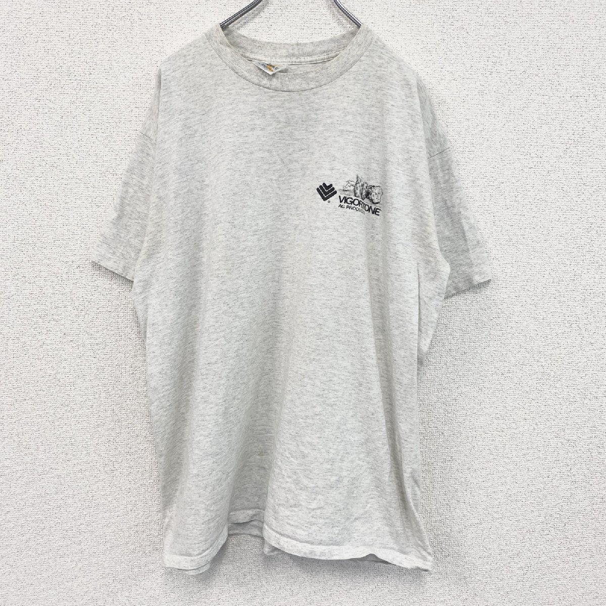 古着 used K-PRODUCTS 半袖プリントTシャツ シングルステッチ 90s カジュアル グレー クルーネック XLサイズ拍卖