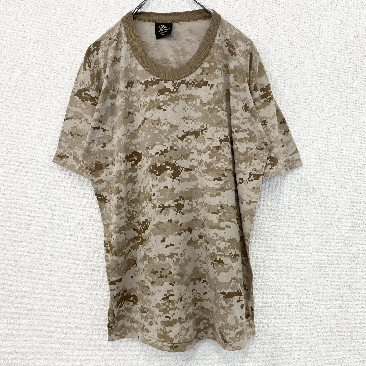 古着 used Tee Swing 半袖総柄プリントTシャツ カモ柄 シングルステッチ 80s クルーネック レトロ XLサイズ拍卖