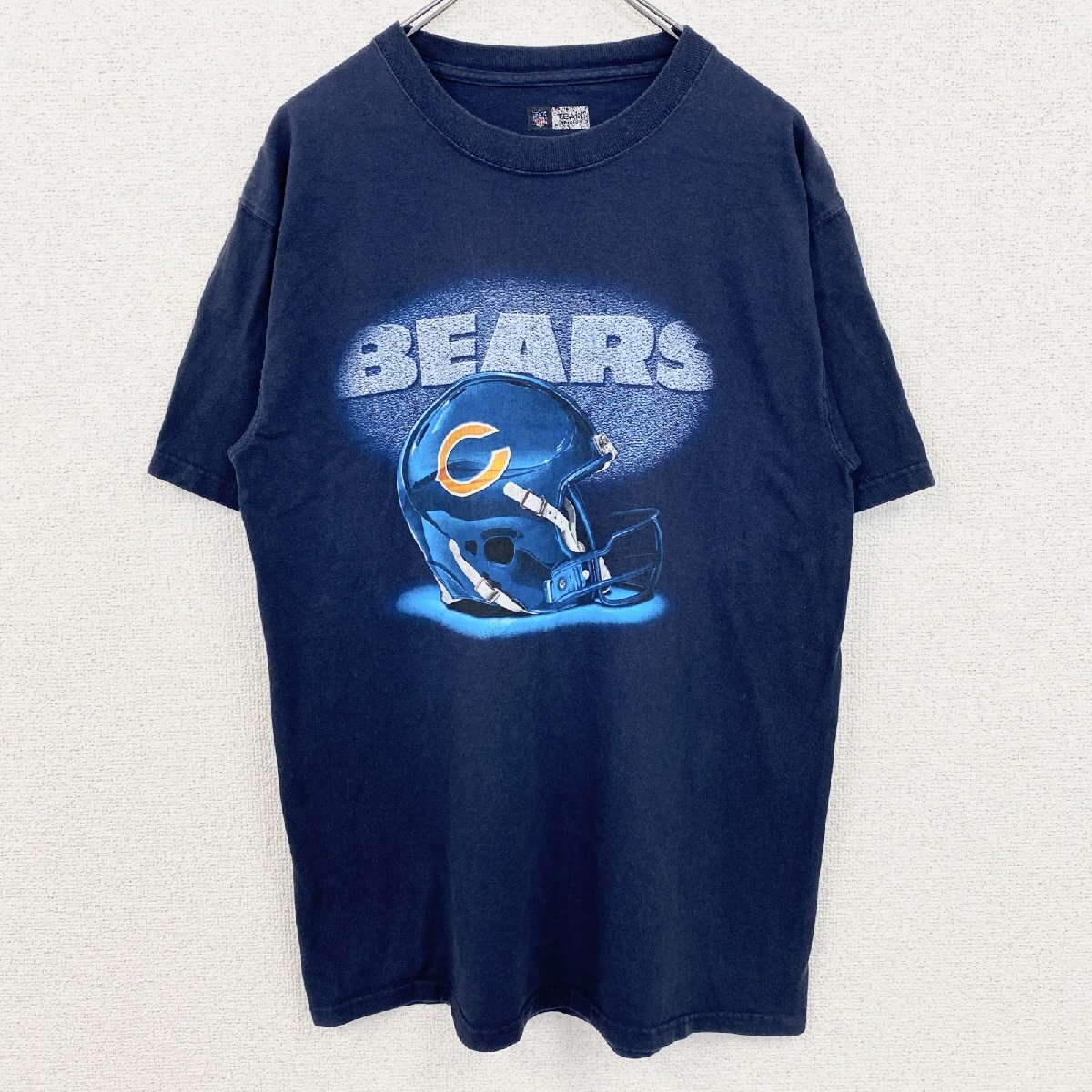 古着 used NFL 半袖プリントTシャツ シカゴベアーズ フットボール クルーネック ネイビー 紺 Mサイズ拍卖