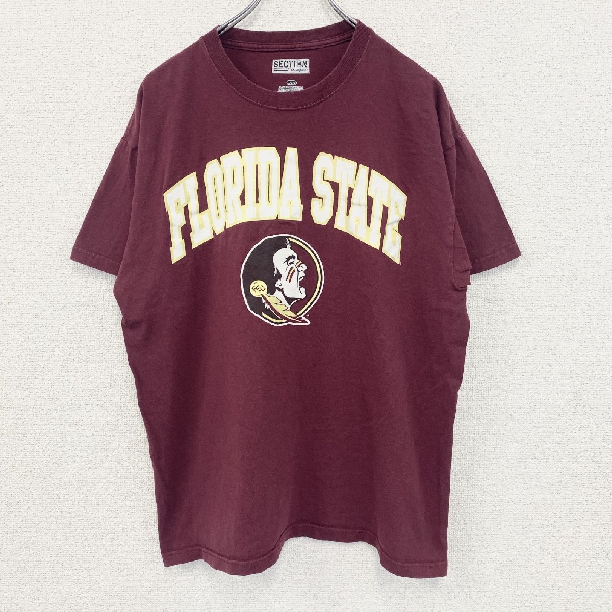 古着 used section Majestic 半袖プリントTシャツ FLOLIDA STATE クルーネック 赤 Lサイズ拍卖