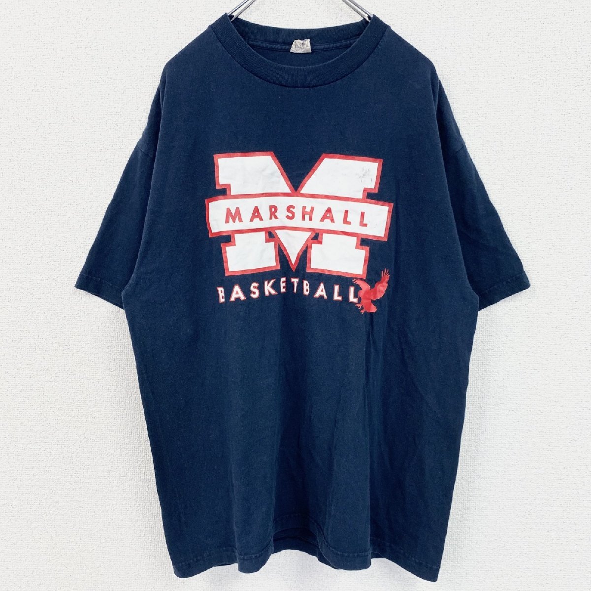 古着 used ALSTYLE 半袖プリントTシャツ バスケットボール MARSHALL クルーネック ネイビー XLサイズ拍卖