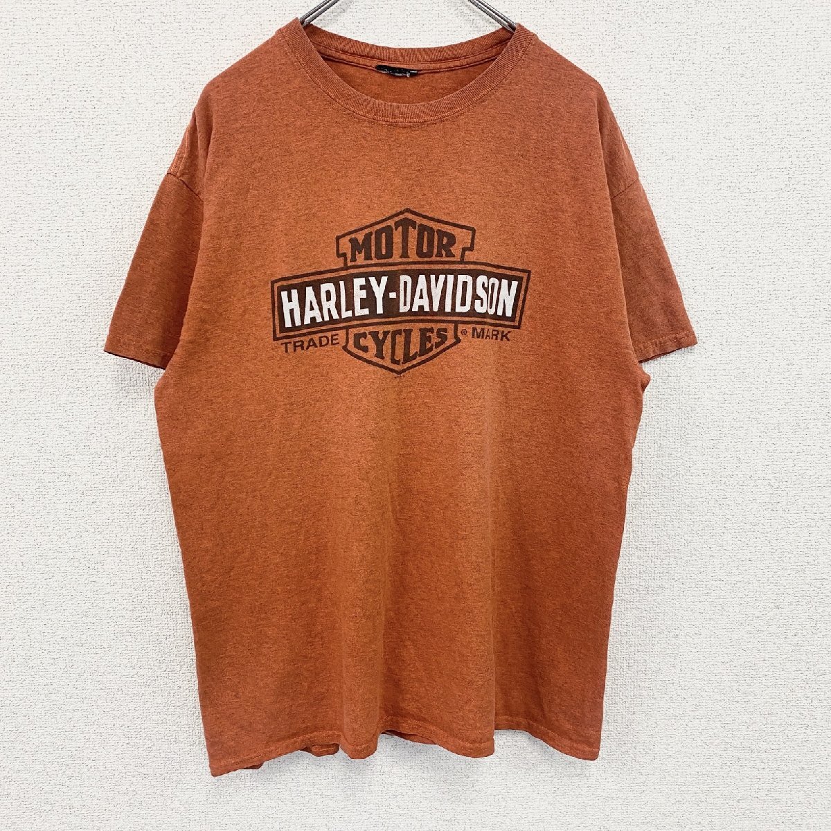 古着 used HARLEY DAVIDSON ハーレーダビッドソン 半袖プリントTシャツ 橙色 オレンジ拍卖