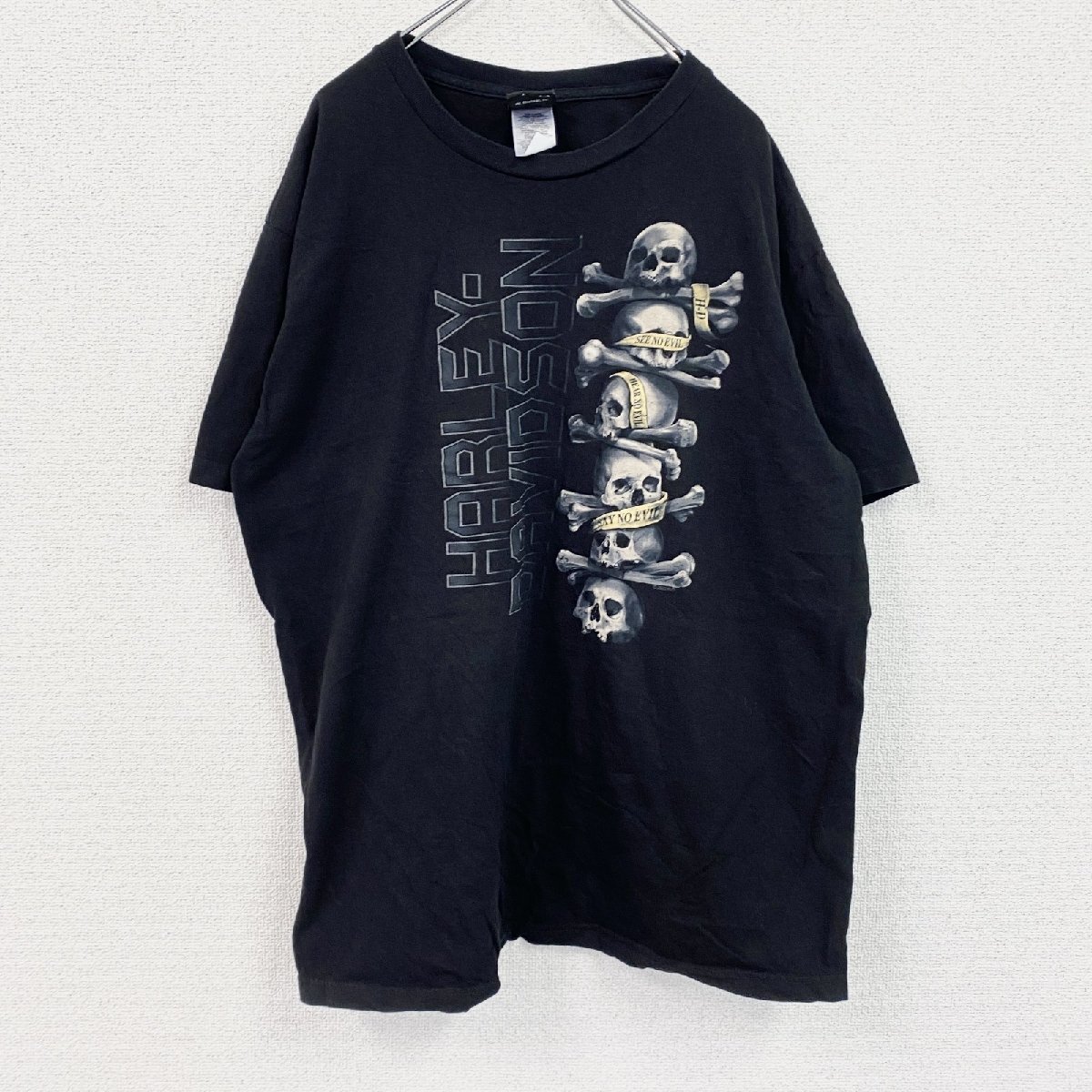 古着 used HARLEY DAVIDSON ハーレーダビッドソン 半袖両面プリントTシャツ 黒 ブラック XLサイズ拍卖