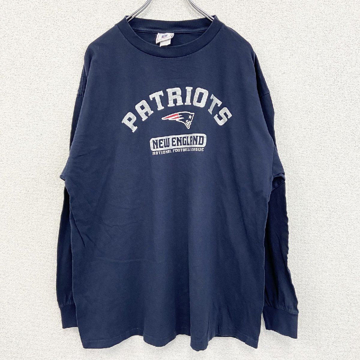 古着 used NFL 長袖プリントTシャツ ニューイングランドペイトリオッツ フットボール 紺 ネイビー 2XLサイズ拍卖