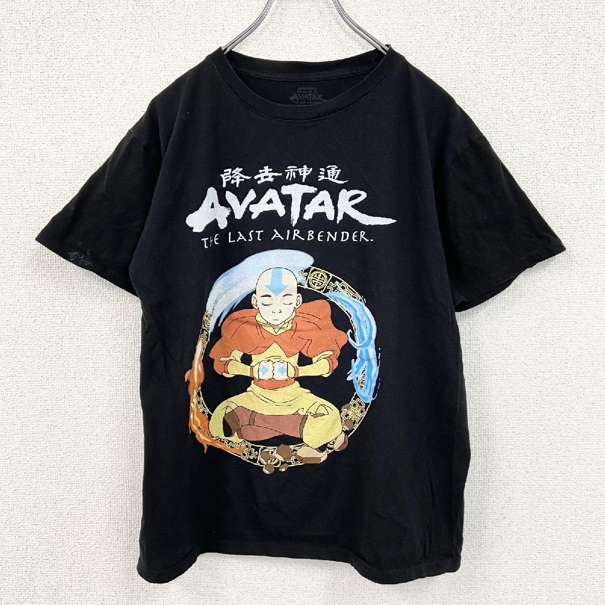 古着 used アバター AVATAR 半袖プリントTシャツ 伝説の少年アン クルーネック レトロデザイン 黒 ブラック Sサイズ拍卖