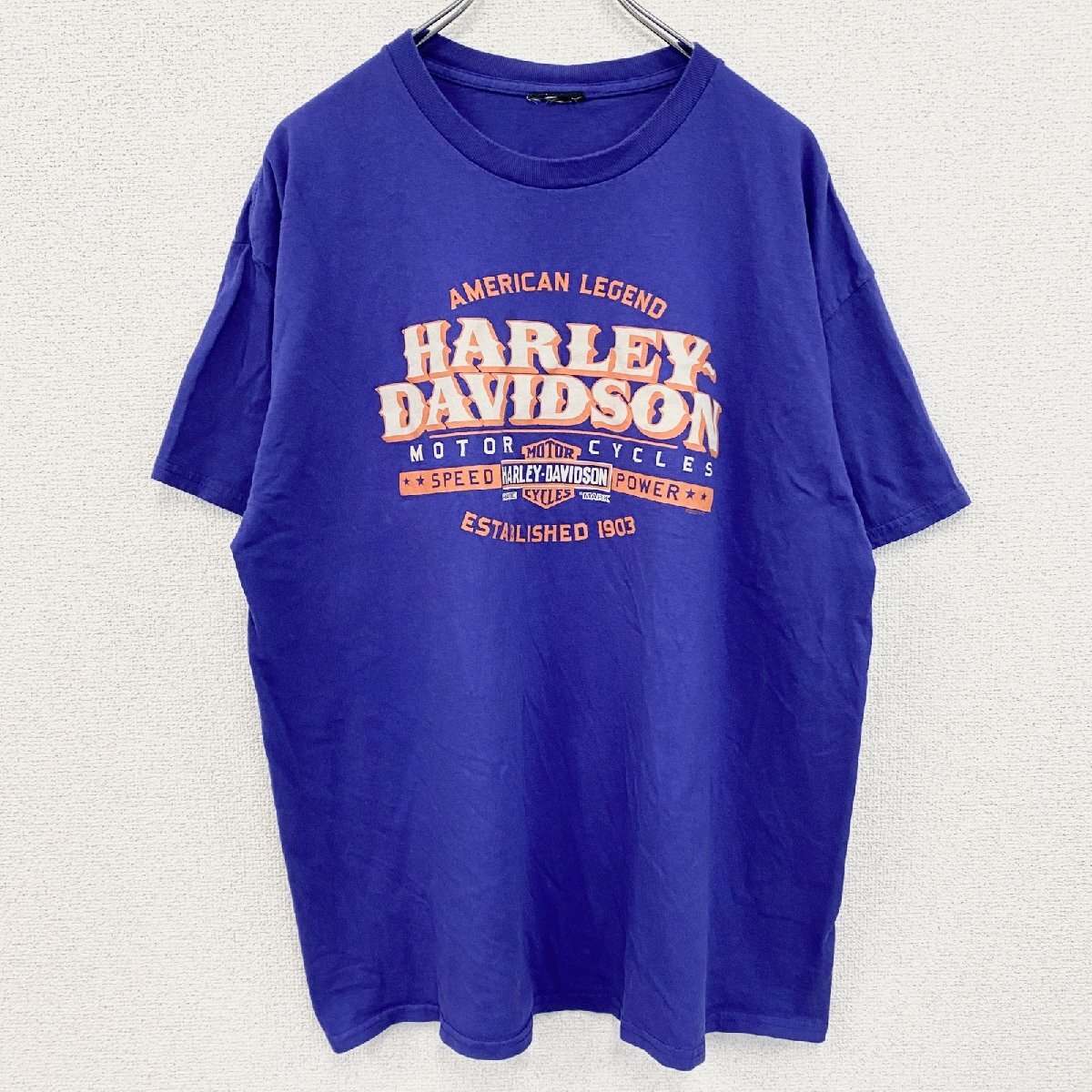 古着 used HARLEY DAVIDSON ハーレーダビッドソン 半袖プリントTシャツ 紫 パープル拍卖