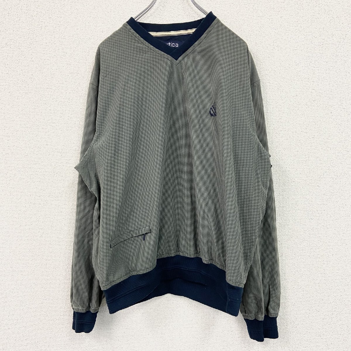 古着 used 90s NAUTICA ノーティカ プルオーバーナイロンジャケット ヴィンテージ 灰緑 モスグレイ Mサイズ拍卖