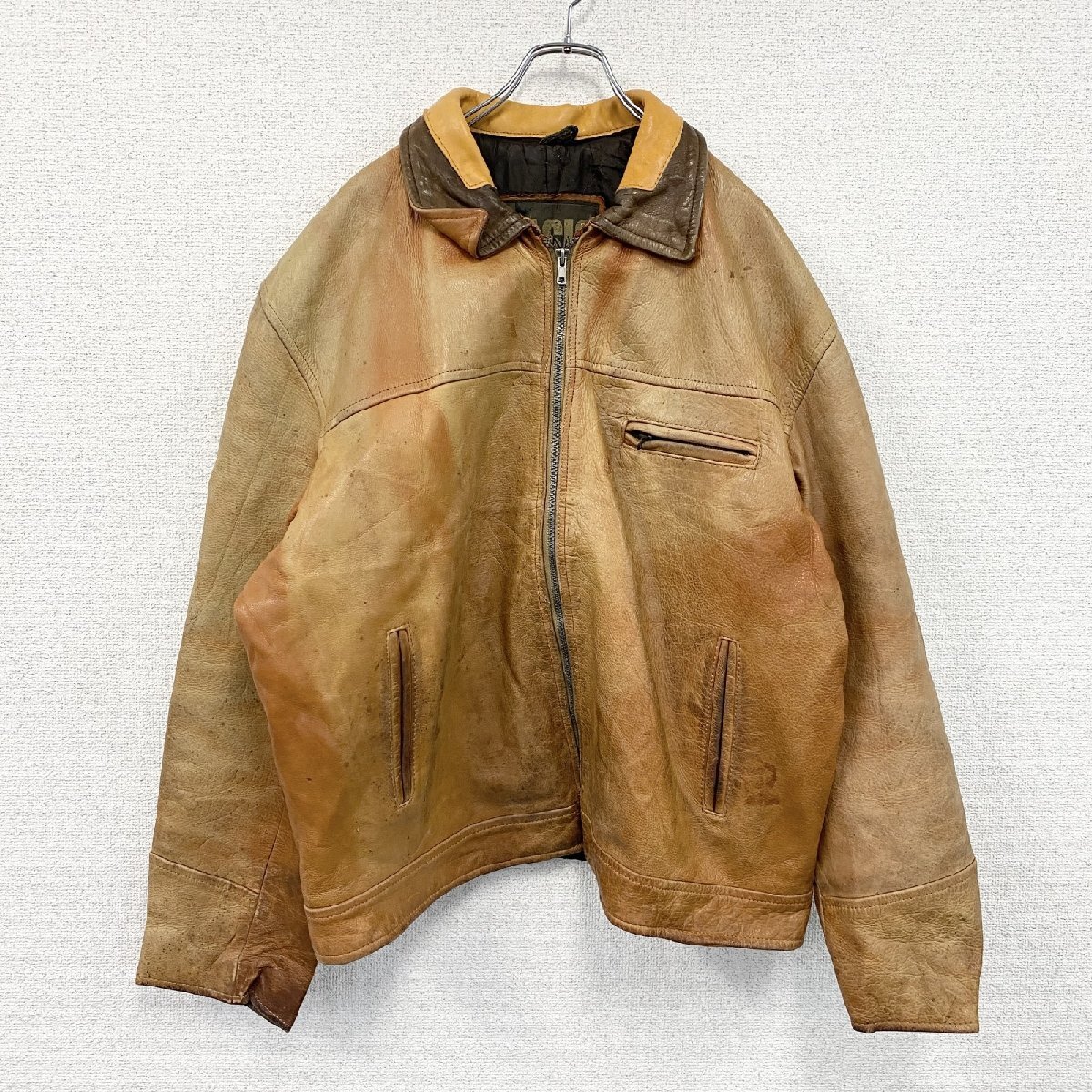 古着 used CHYSTON レザージャケット/革ジャン 茶色 ブラウン XLサイズ拍卖