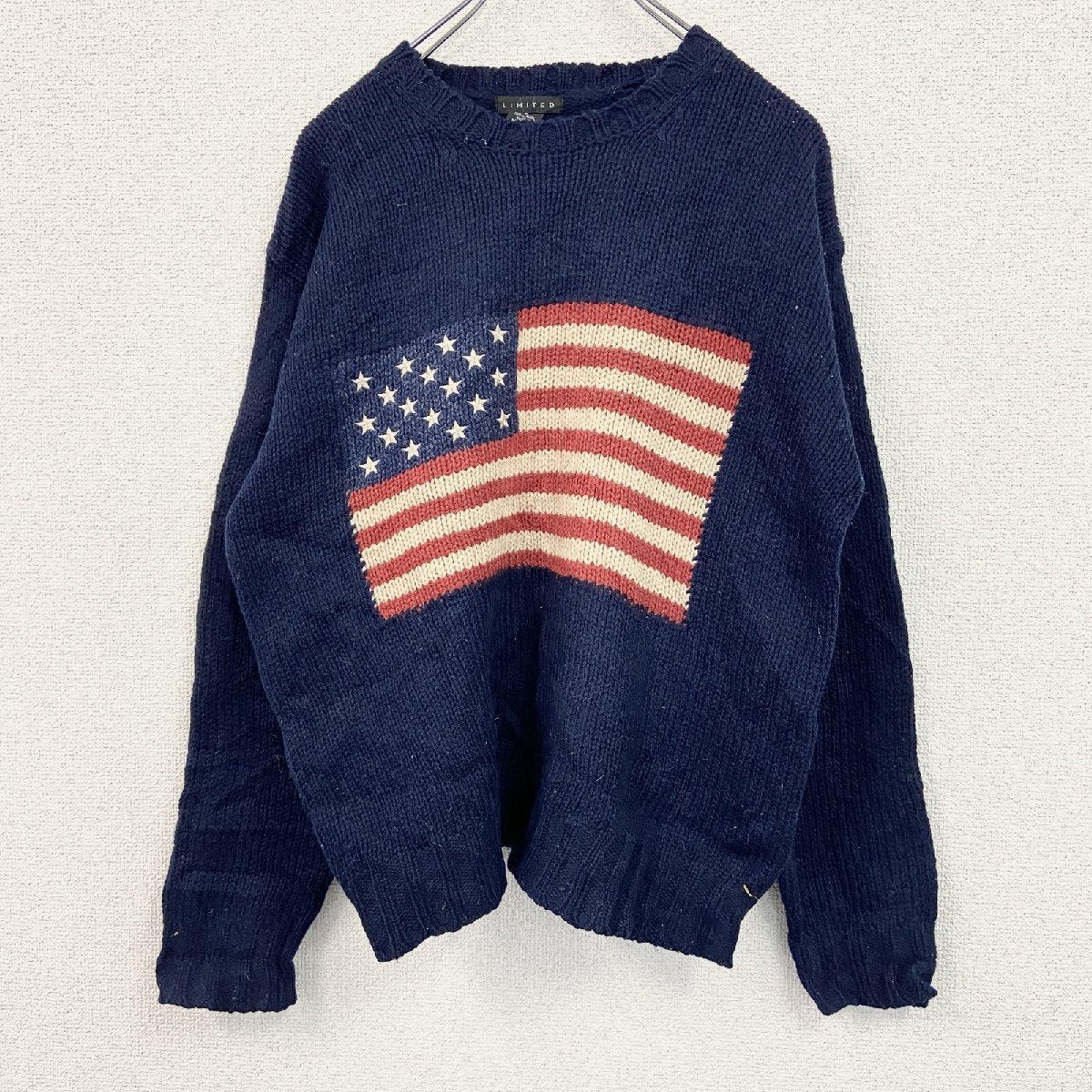 古着 used LIMITED リミテッド ウールニットセーター 紺 ネイビー Sサイズ拍卖