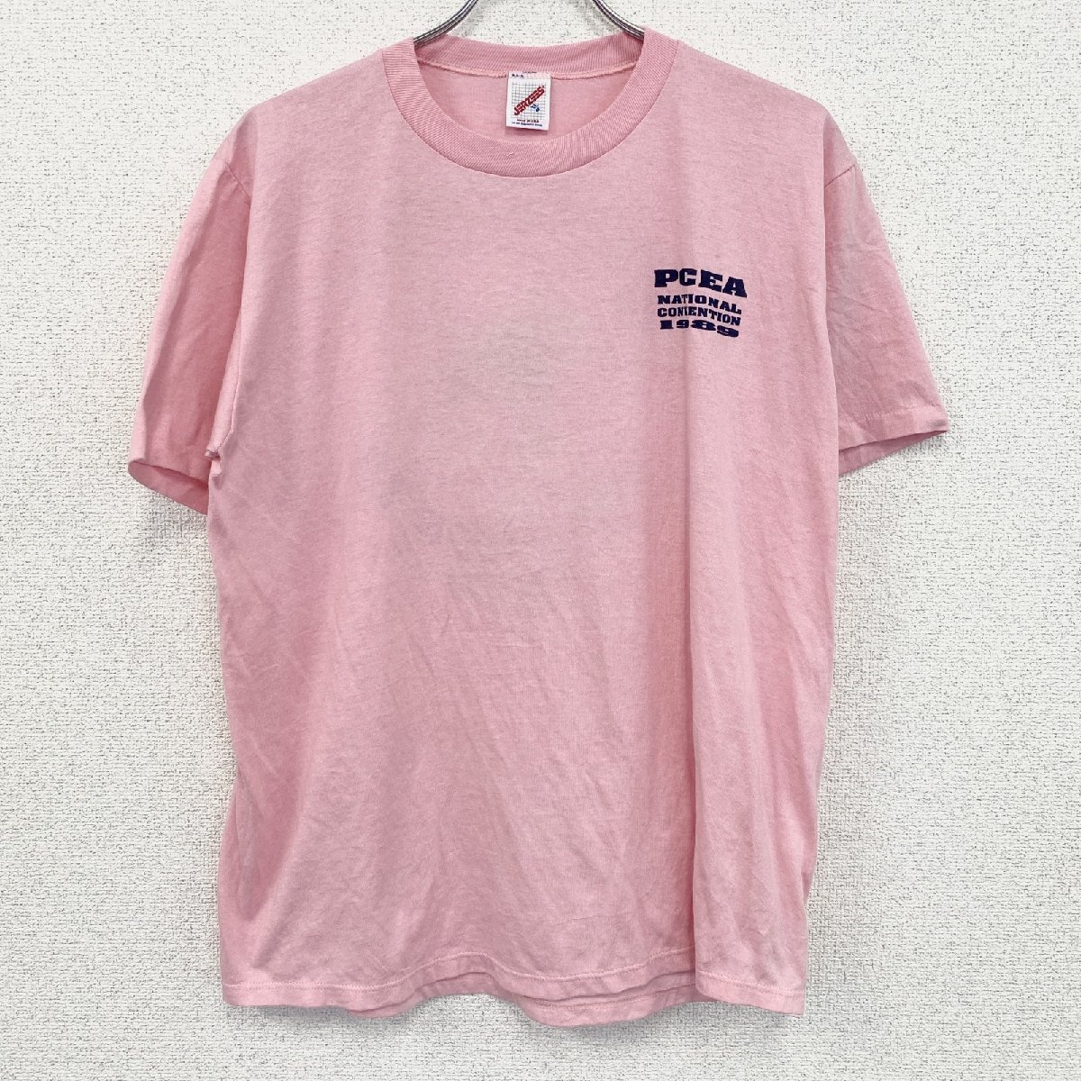 古着 used 80s~ JERZEES ジャージーズ 半袖プリントTシャツ シングルステッチ ピンク XLサイズ拍卖