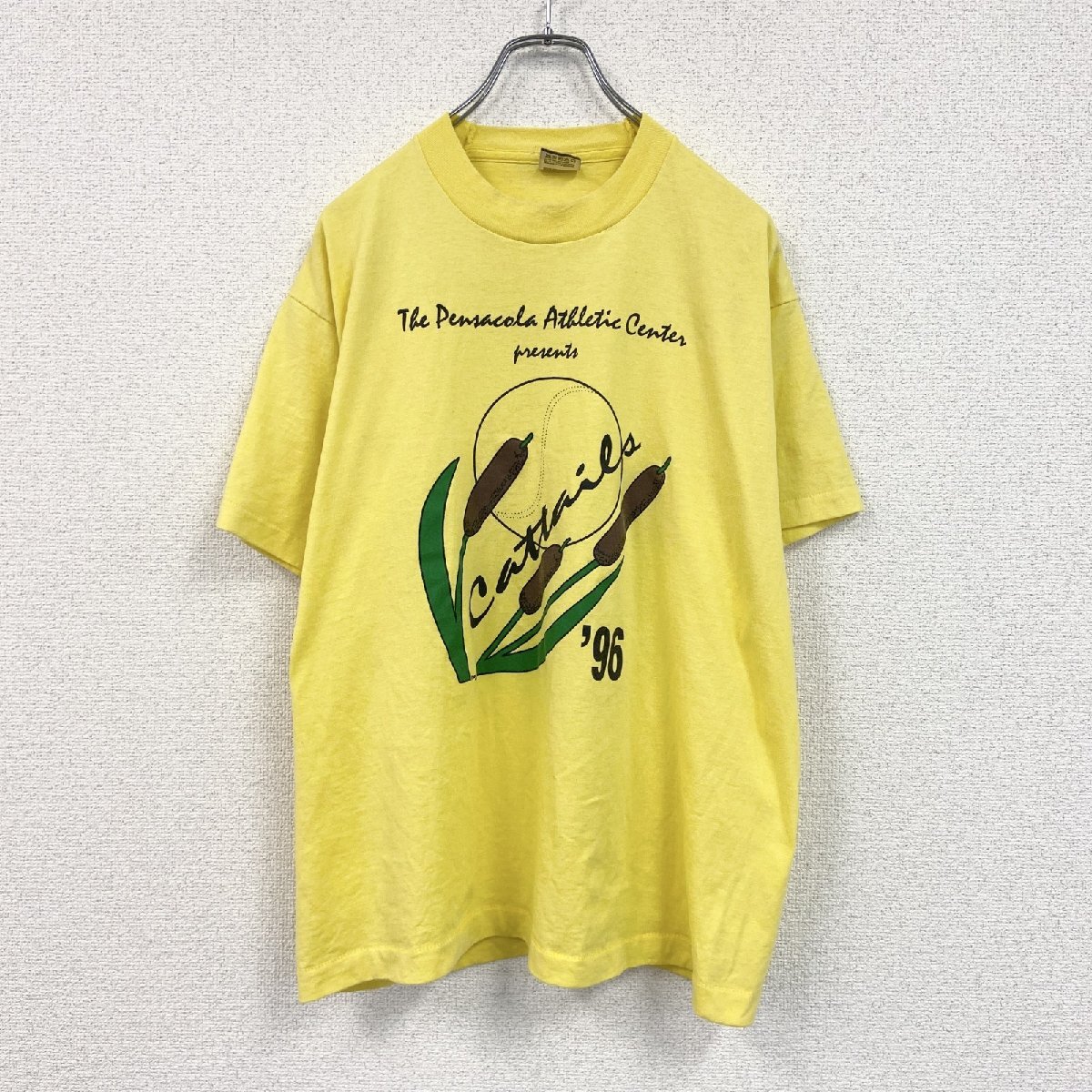 古着 used 80s~ FRUIT OF LOOM 半袖プリントTシャツ ヴィンテージ シングルステッチ 黄 イエロー Lサイズ拍卖