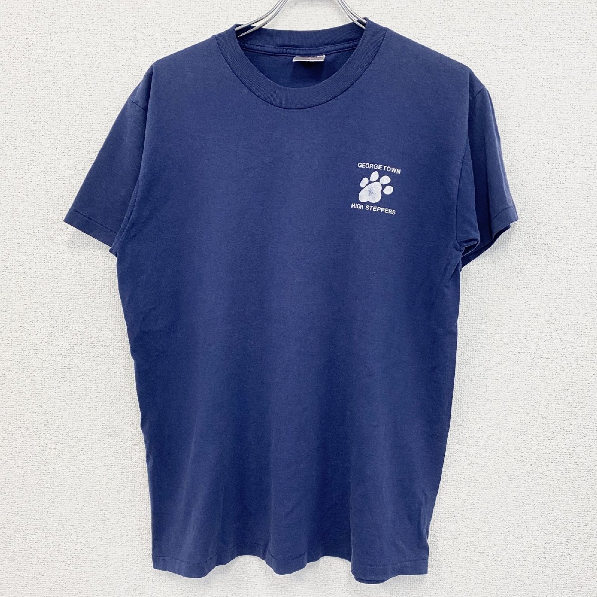 古着 used 90s ONEITA 半袖プリントTシャツ シングルステッチ 紺 ネイビー Lサイズ拍卖