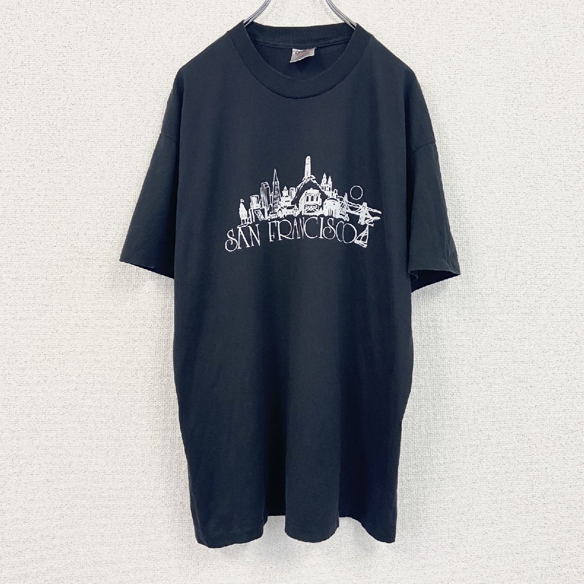 古着 used ~90s ONEITA 半袖プリントTシャツ ヴィンテージ シングルステッチ 黒 ブラック XLサイズ拍卖