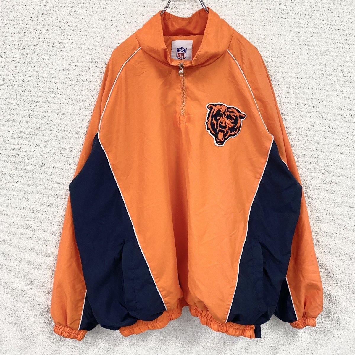 古着 used NFL ハーフジッププルオーバージャケット 橙色 オレンジ 3XLサイズ拍卖