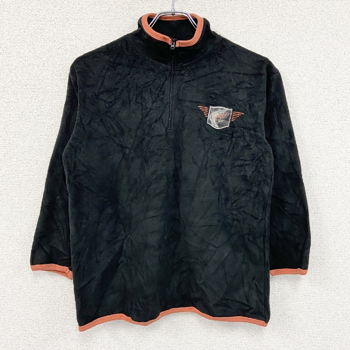 古着 used HARLEY DAVIDSON ハーレーダビッドソン フリースプルオーバー 黒 ブラック 12/14サイズ拍卖