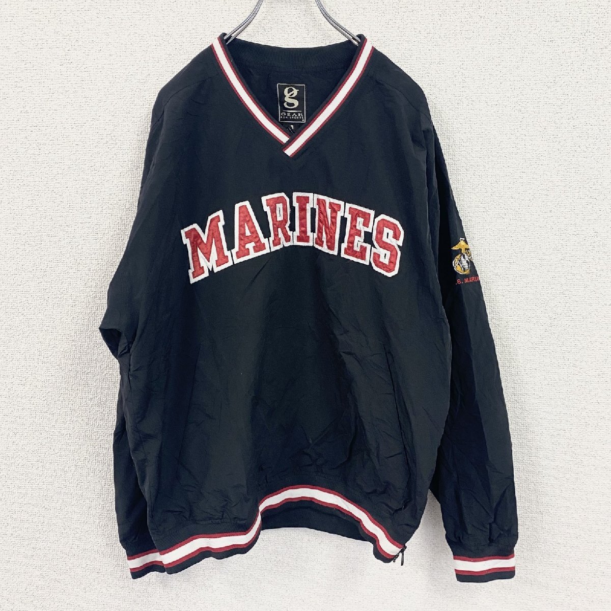 古着 used GEAR FOR SPORTS ナイロンプルオーバージャケット カレッジ 黒 ブラック Lサイズ拍卖