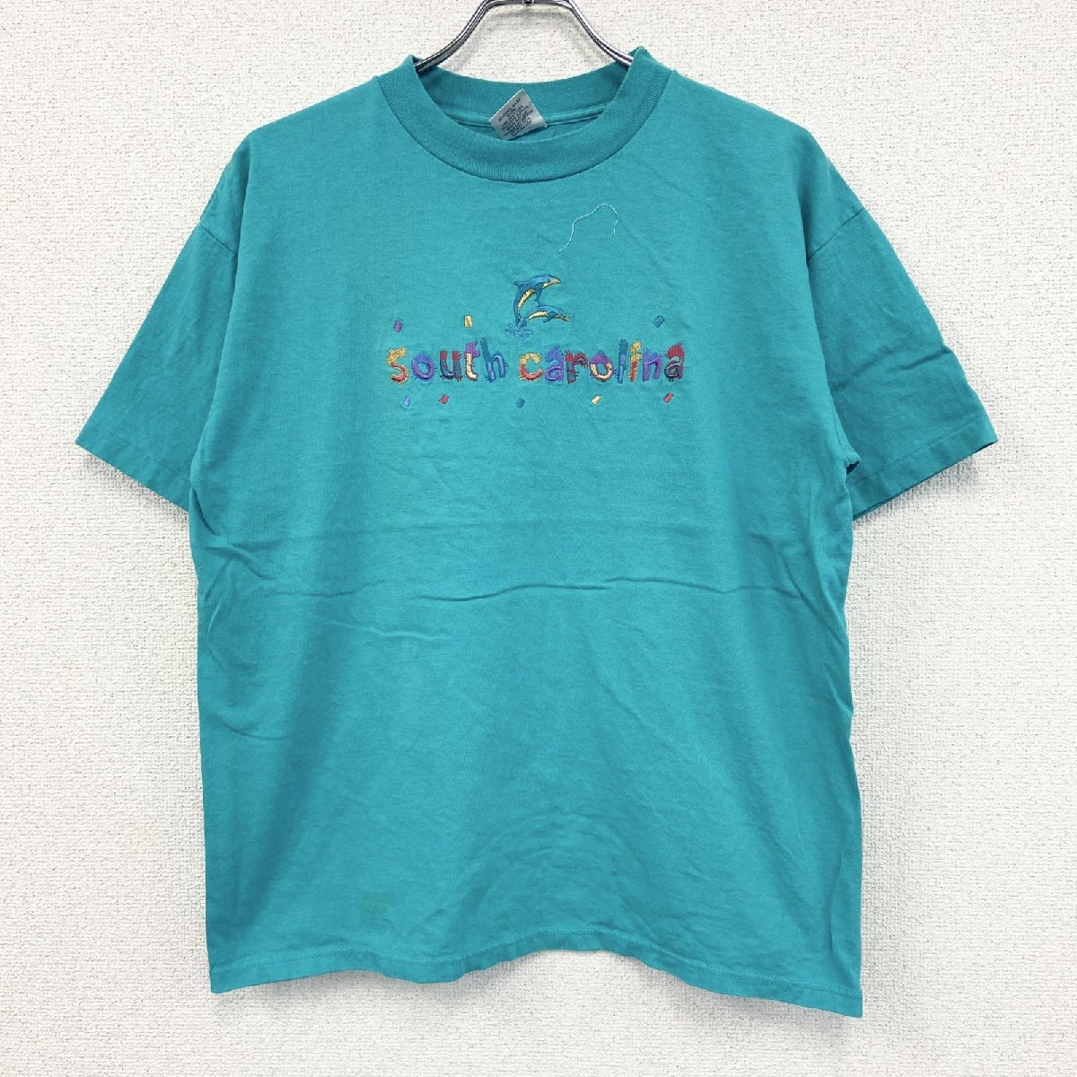 古着 used 90s Desert Heat 半袖プリントTシャツ ヴィンテージ シングルステッチ グリーン Lサイズ拍卖