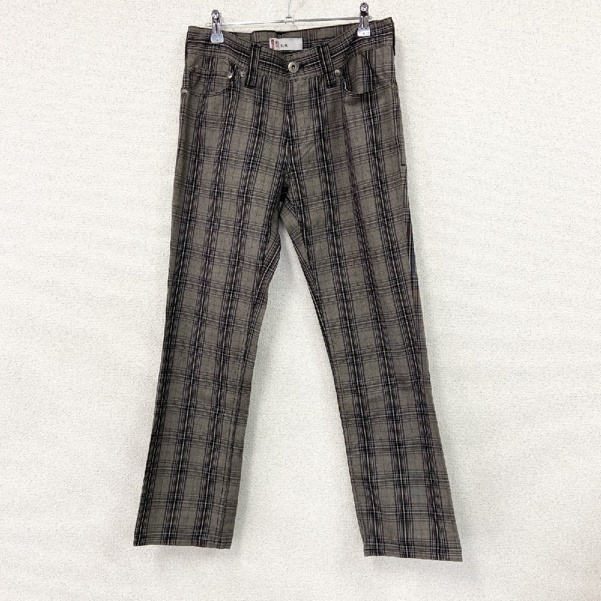 古着 used Levi’s リーバイス 511 チェック柄スキニーパンツ グレー W32拍卖