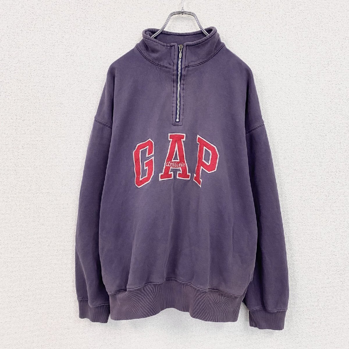 古着 used 90s OLD GAP オールドギャップ ハーフジッププルオーバースウェット/トレーナー ナス紺 ネイビー Lサイズ拍卖