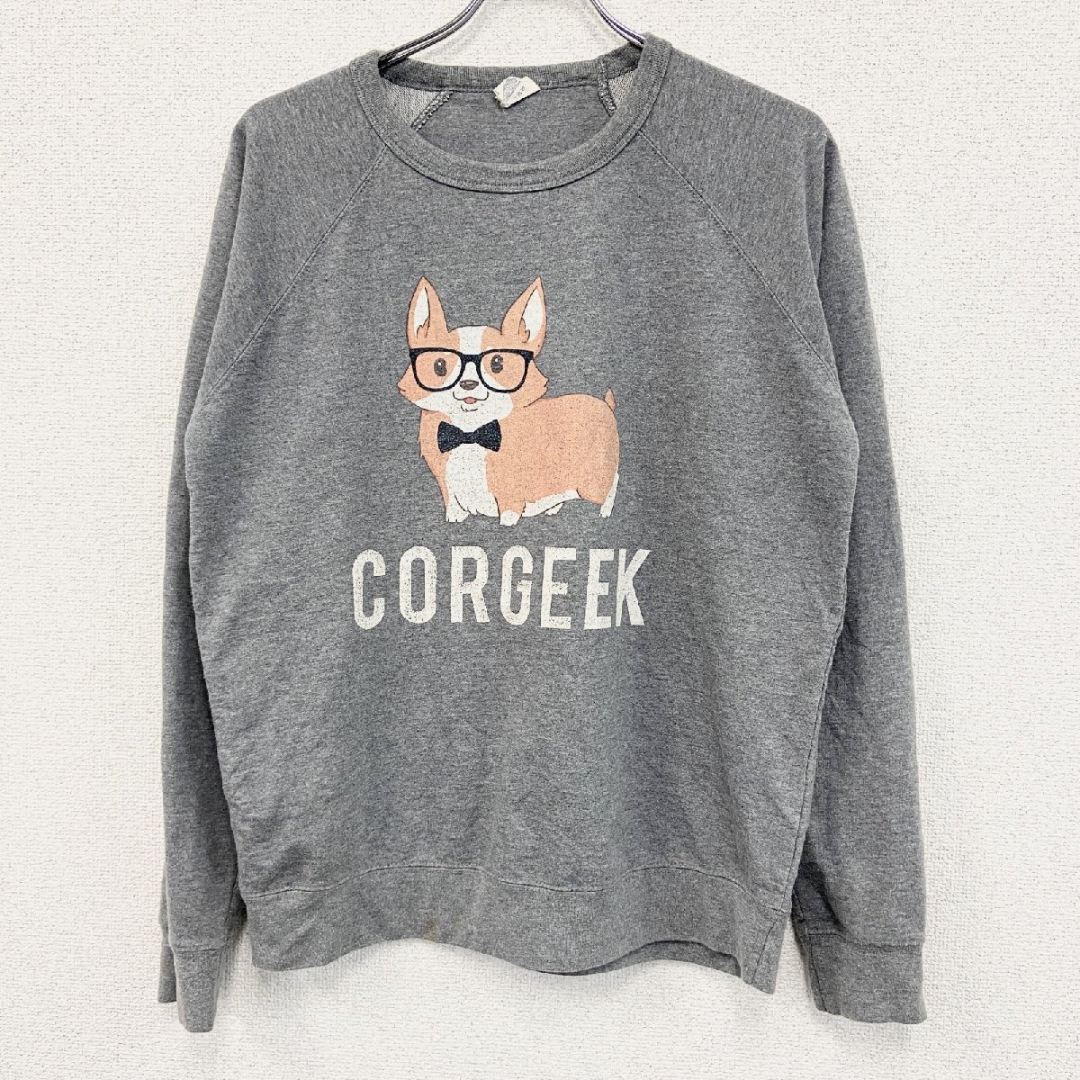古着 used DELTA デルタ スウェット/トレ犬ーナー コーギー犬 グレー Lサイズ拍卖