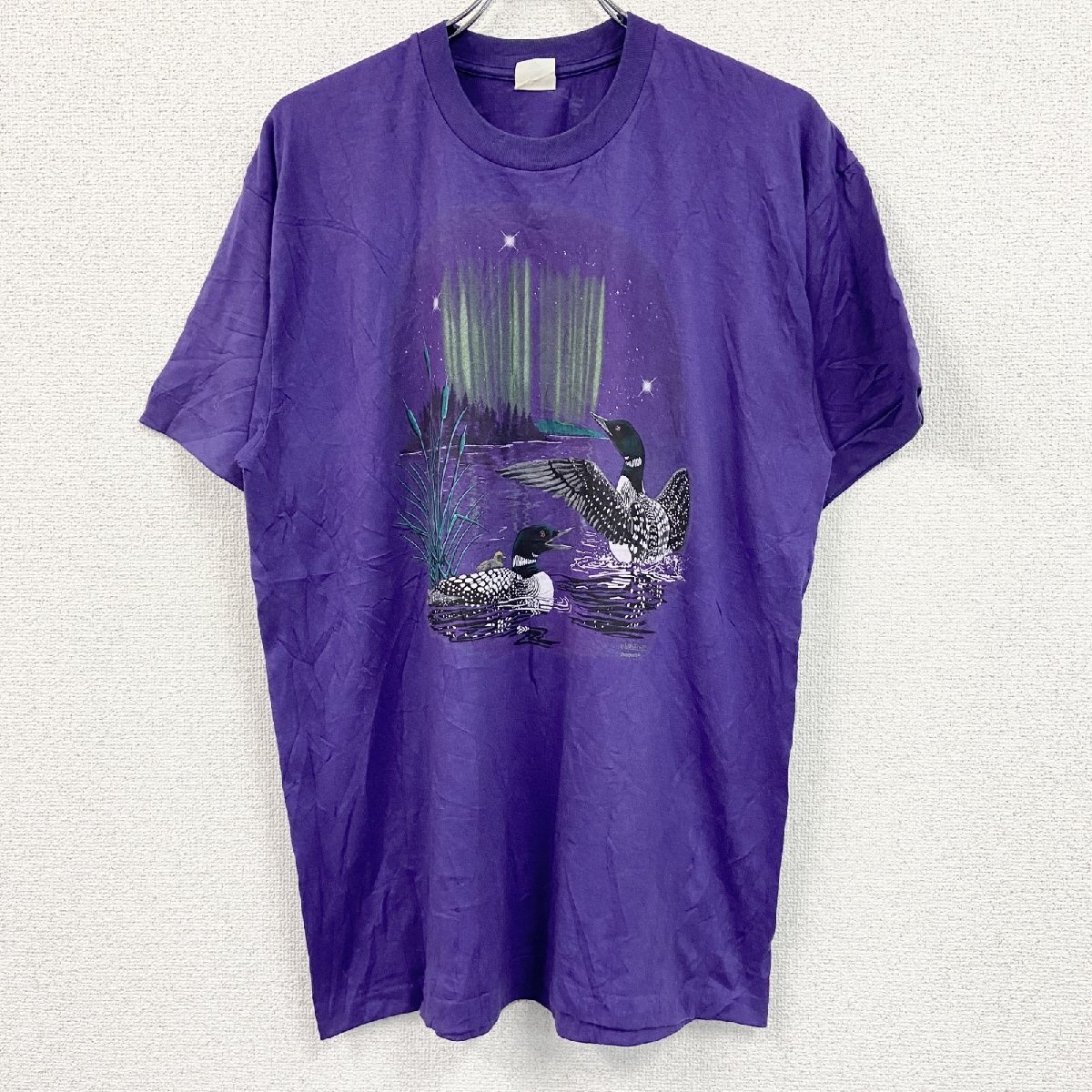 古着 used 80s SPORTSMAN 半袖プリントTシャツ ヴィンテージ シングルステッチ 紫 パープル XLサイズ拍卖