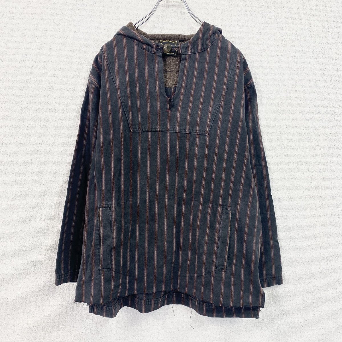 古着 used 90s DUB メキシカンパーカー ヴィンテージ ストライプ柄 マルチカラー 紺 ネイビー Mサイズ拍卖