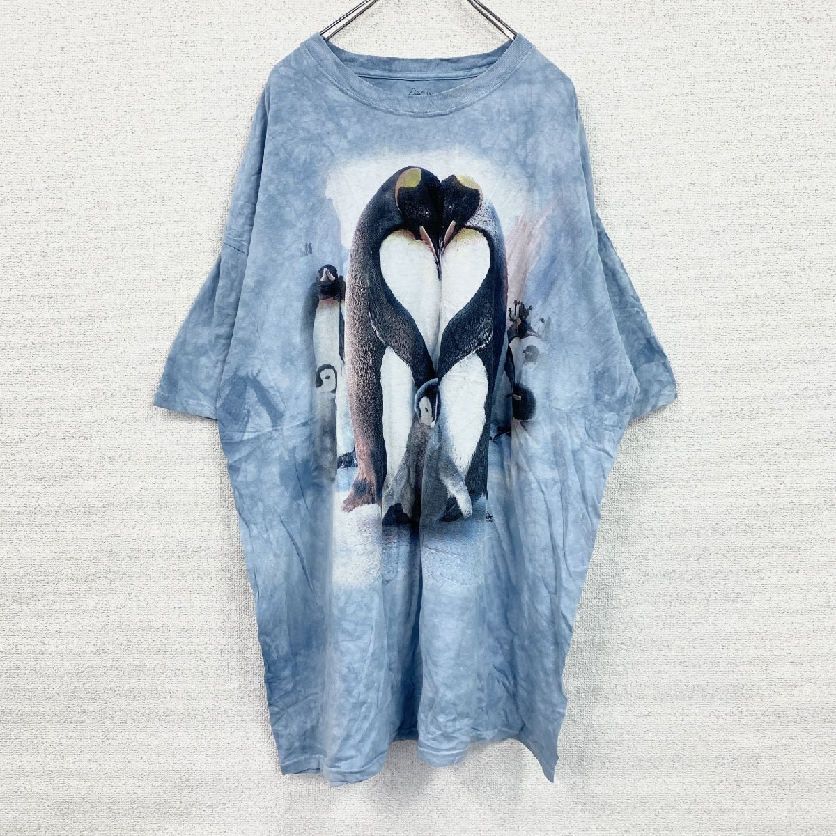 古着 used THE MOUNTAIN ザマウンテン 半袖プリントTシャツ アニマルT タイダイ ライトブルー 3XLサイズ拍卖