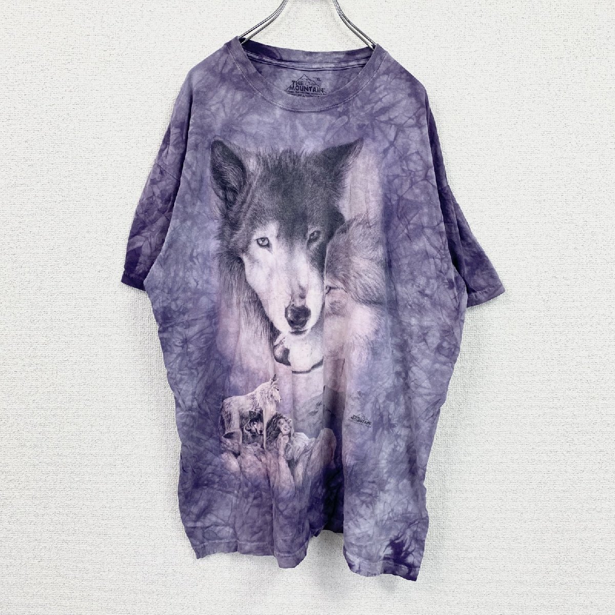 古着 used THE MOUNTAIN ザマウンテン 半袖プリントTシャツ アニマルT タイダイ 紫 パープル XLサイズ拍卖
