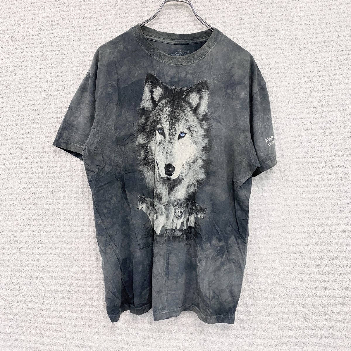 古着 used 00s THE MOUNTAIN 半袖プリントTシャツ アニマルT タイダイ 灰色 グレー Mサイズ拍卖