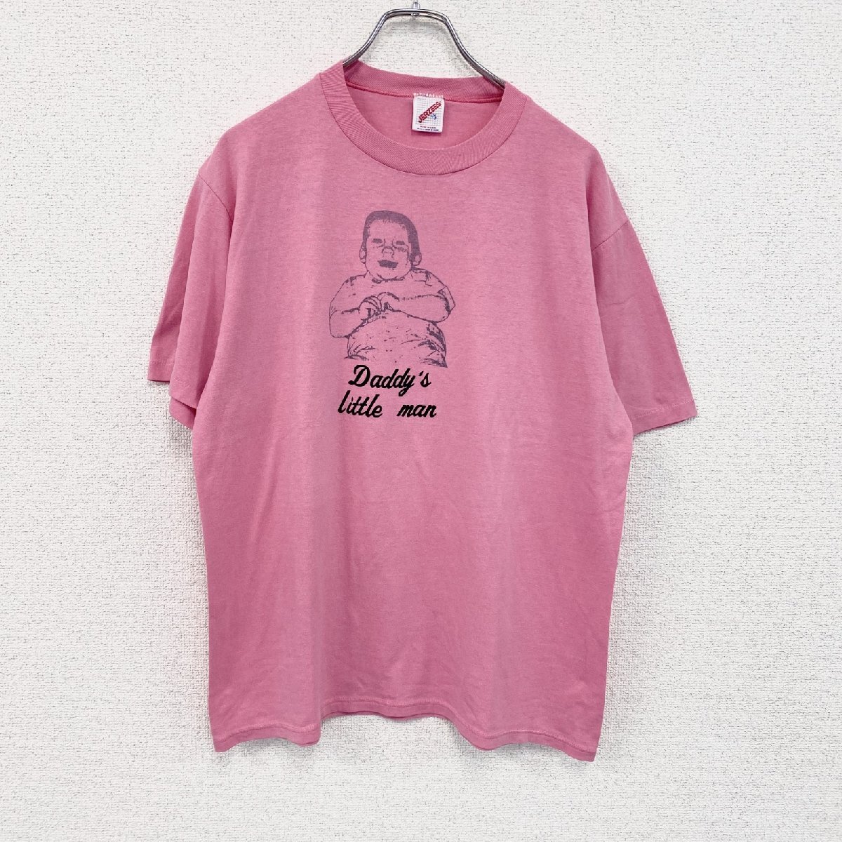 古着 used 80s JERZEES ジャージーズ 半袖プリントTシャツ ヴィンテージ シングルステッチ ピンク XLサイズ拍卖