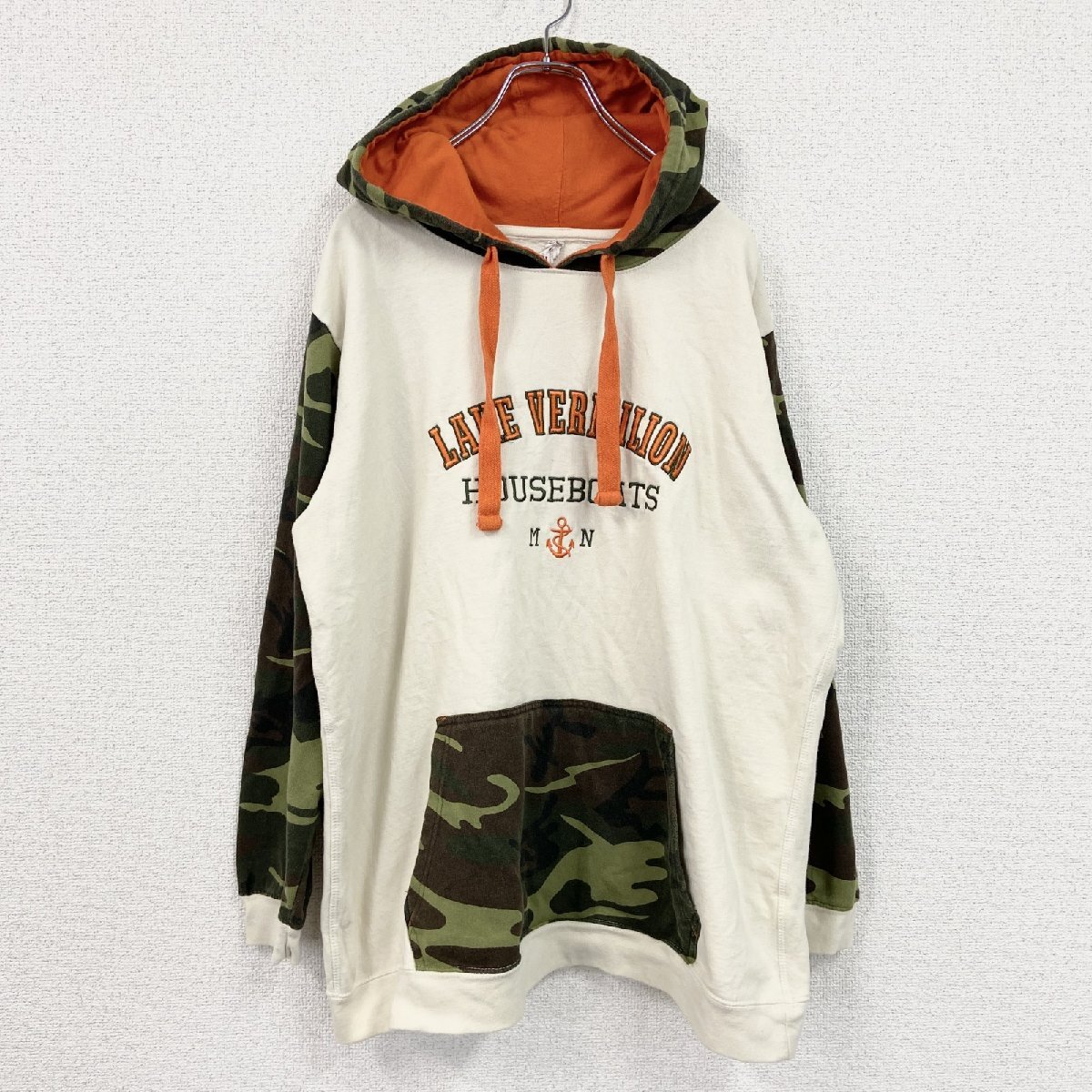 古着 used CODE FIVE スウェットパーカー/フーディー 迷彩柄 アイボリー XLサイズ拍卖