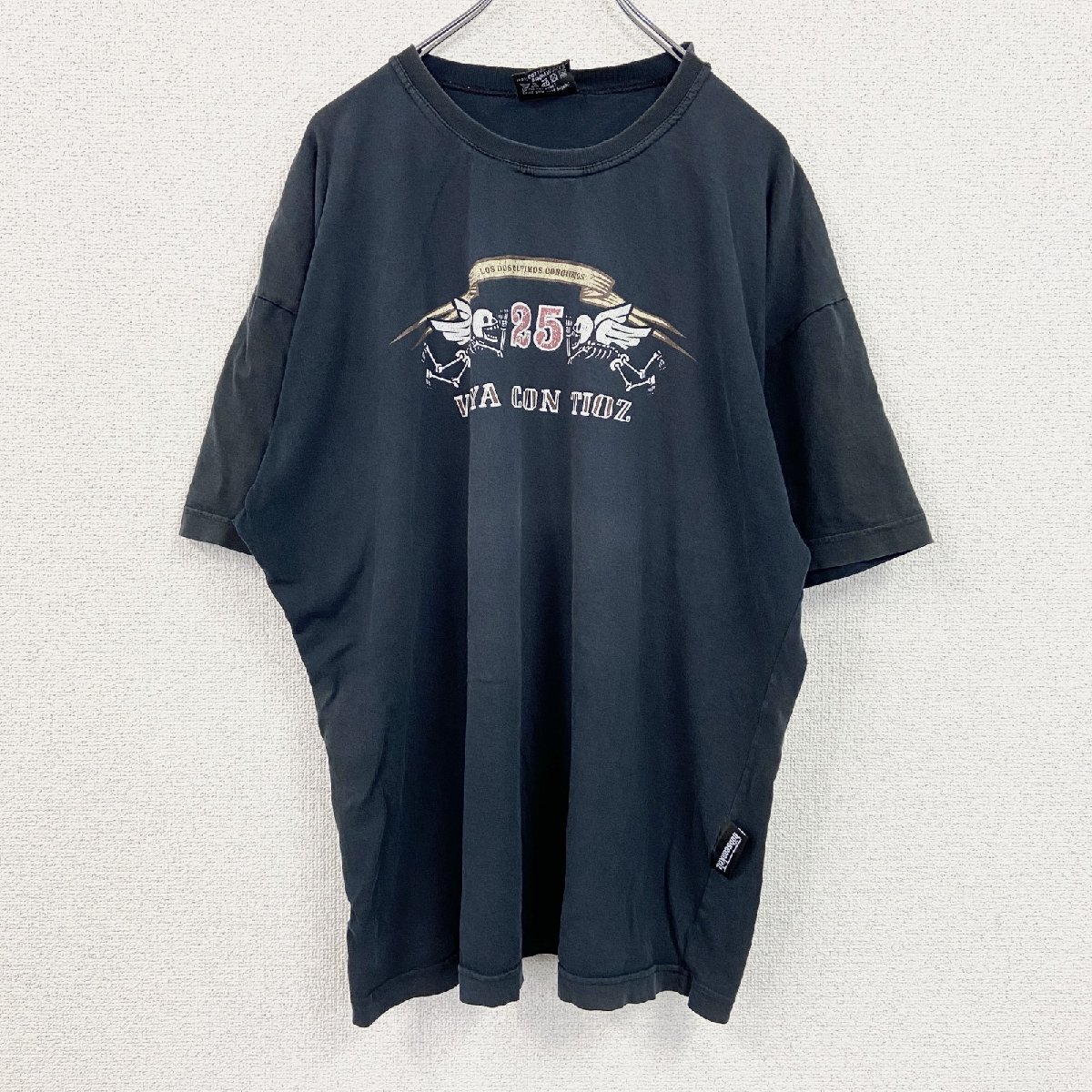 古着 used ~00s bo 半袖プリントTシャツ ヴィンテージ シングルステッチ スカル 黒 ブラック XLサイズ拍卖