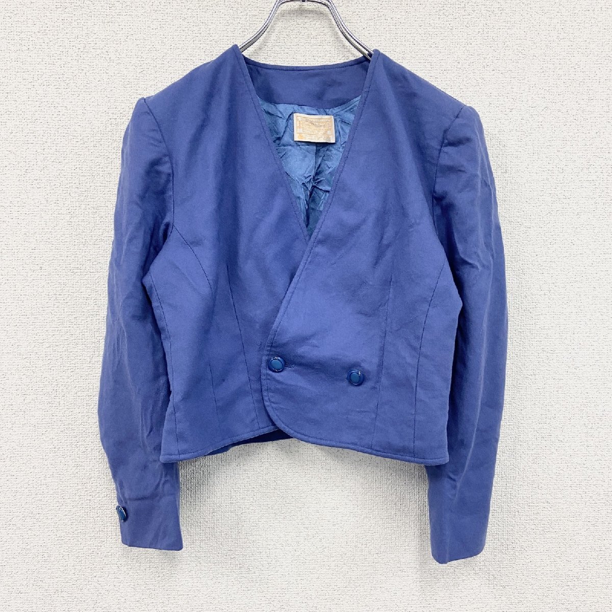 古着 used ~70s PENDELTON ペンドルトン ウールテーラードジャケット ノーカラージャケット 2B ダブル 青 ブルー拍卖